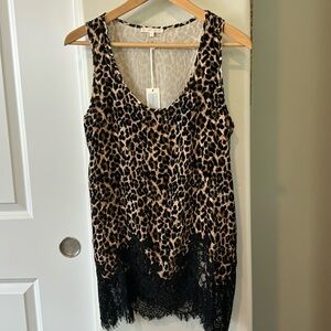 Gold Hawk velvet/lace tank top